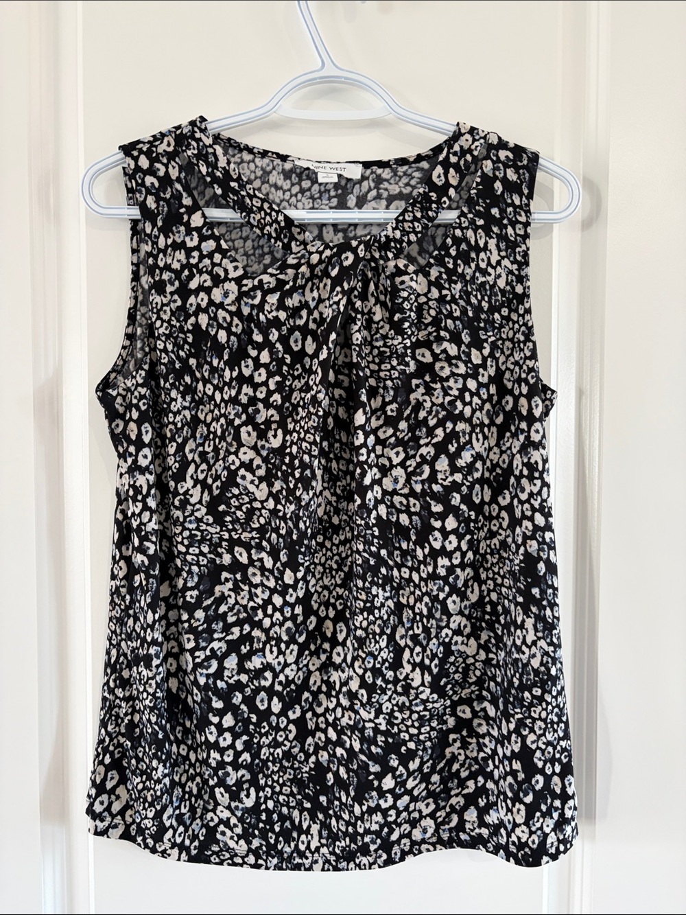 Nine West Black & White Sleeveless Animal Print Camisole